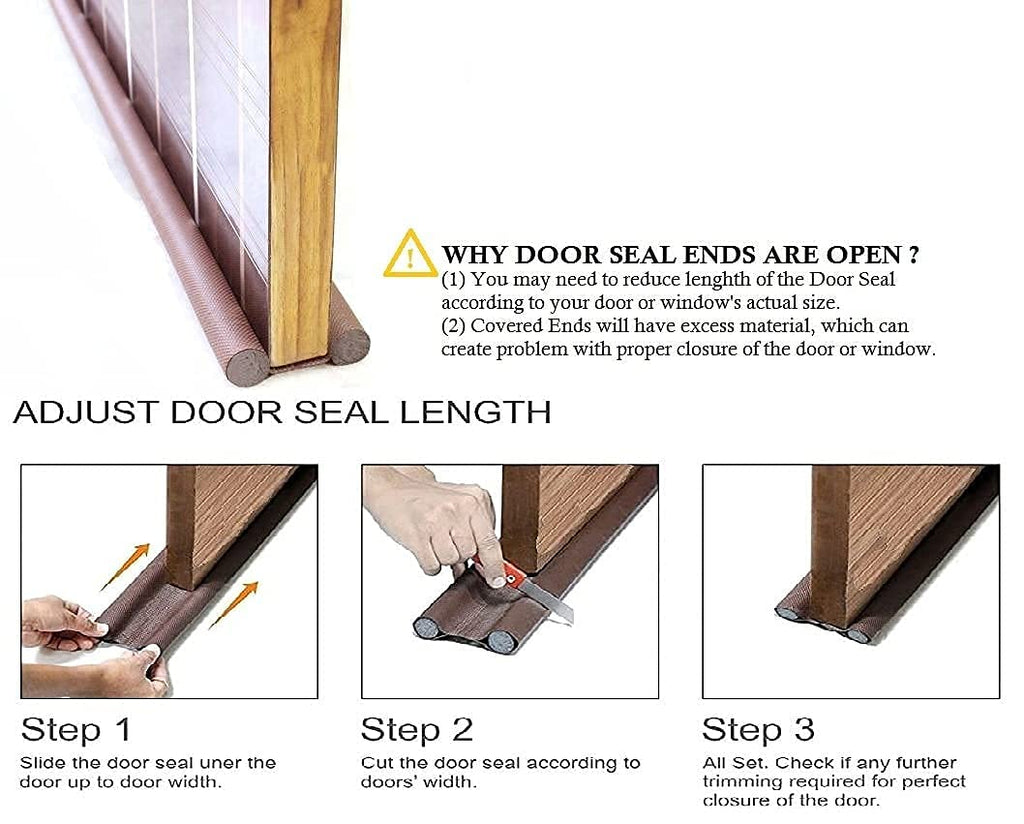 Double Sided Under Door Draft Blocker 39 Inch | Door Bottom Seal for Dust, Noise, Insects & Air Leakage | Energy Saving Door Gap Guard (Brown)