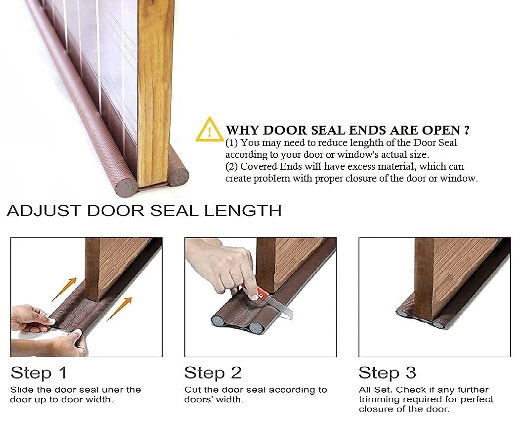 Double Sided Under Door Draft Blocker 39 Inch | Door Bottom Seal for Dust, Noise, Insects & Air Leakage | Energy Saving Door Gap Guard (Brown)