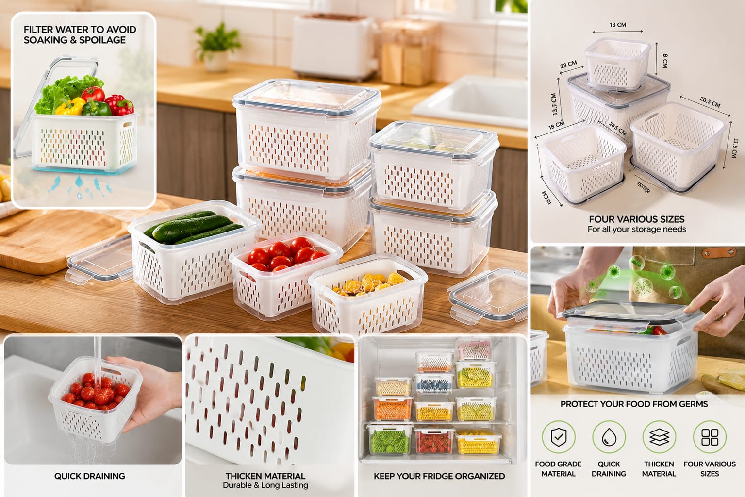 Multipurpose Plastic Storage Basket for Kitchen, Fruits, Vegetables & Snacks