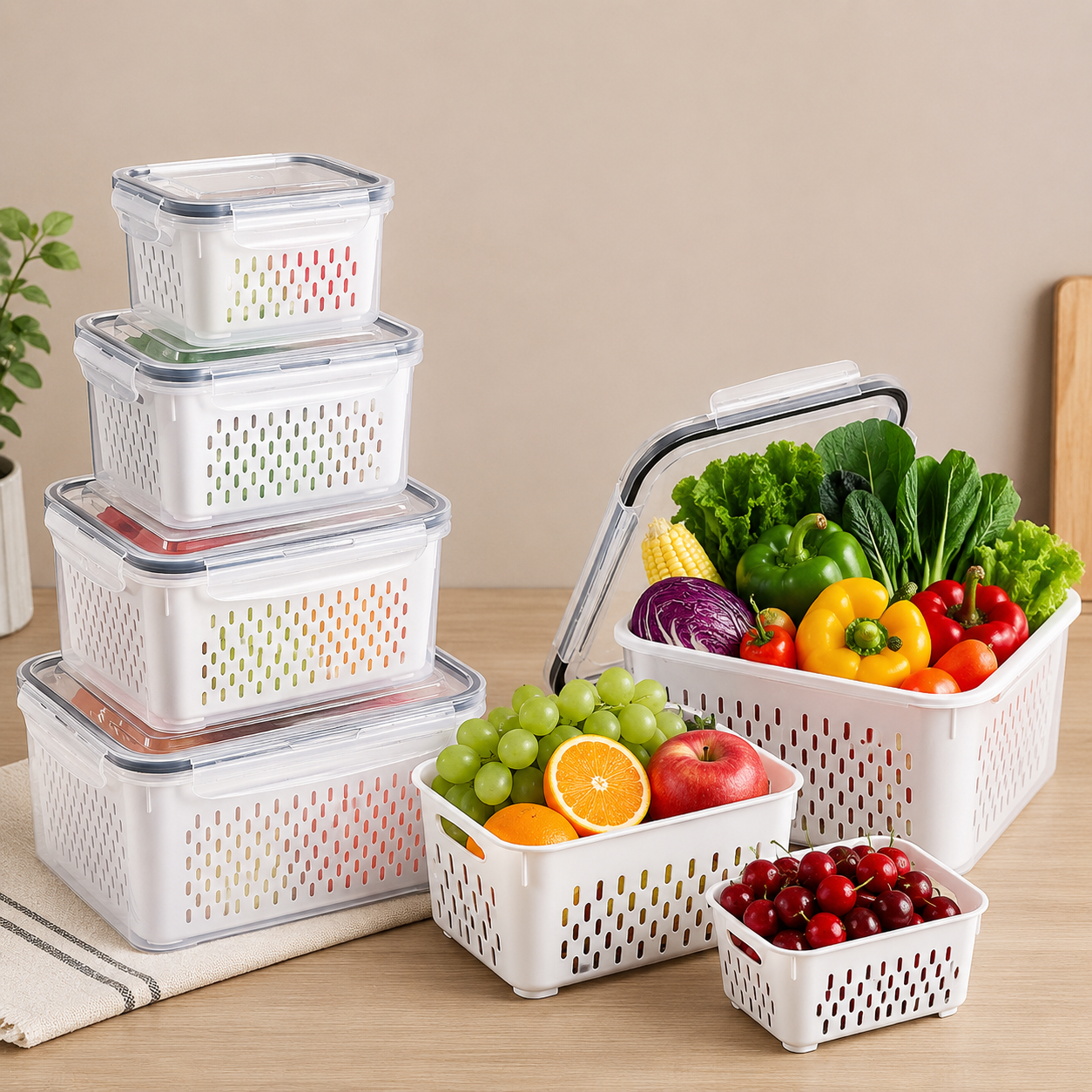Multipurpose Plastic Storage Basket for Kitchen, Fruits, Vegetables & Snacks