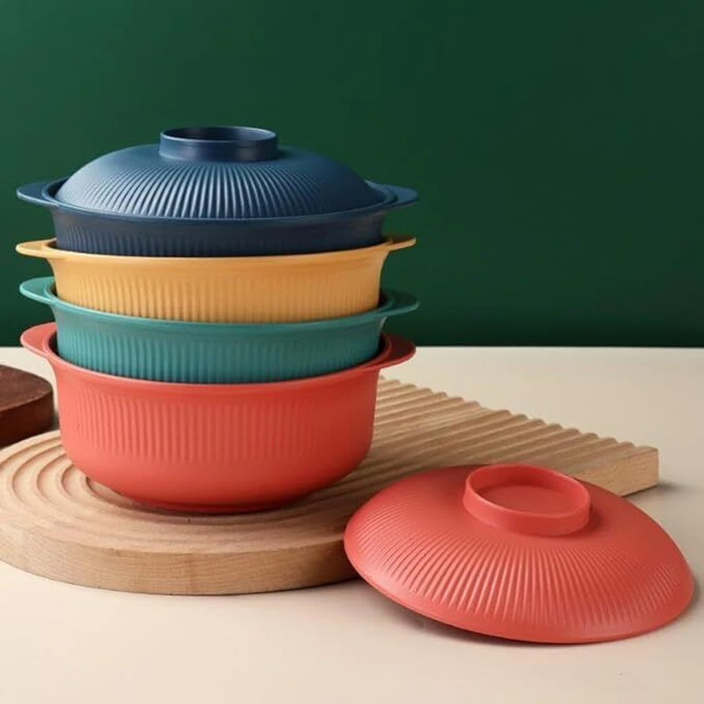 Insulated Food Casserole Set | Heat Retention Hot Pot Containers with Lid | Kitchen Serving Bowl for Chapati, Rice & Curry (Pack of 4)