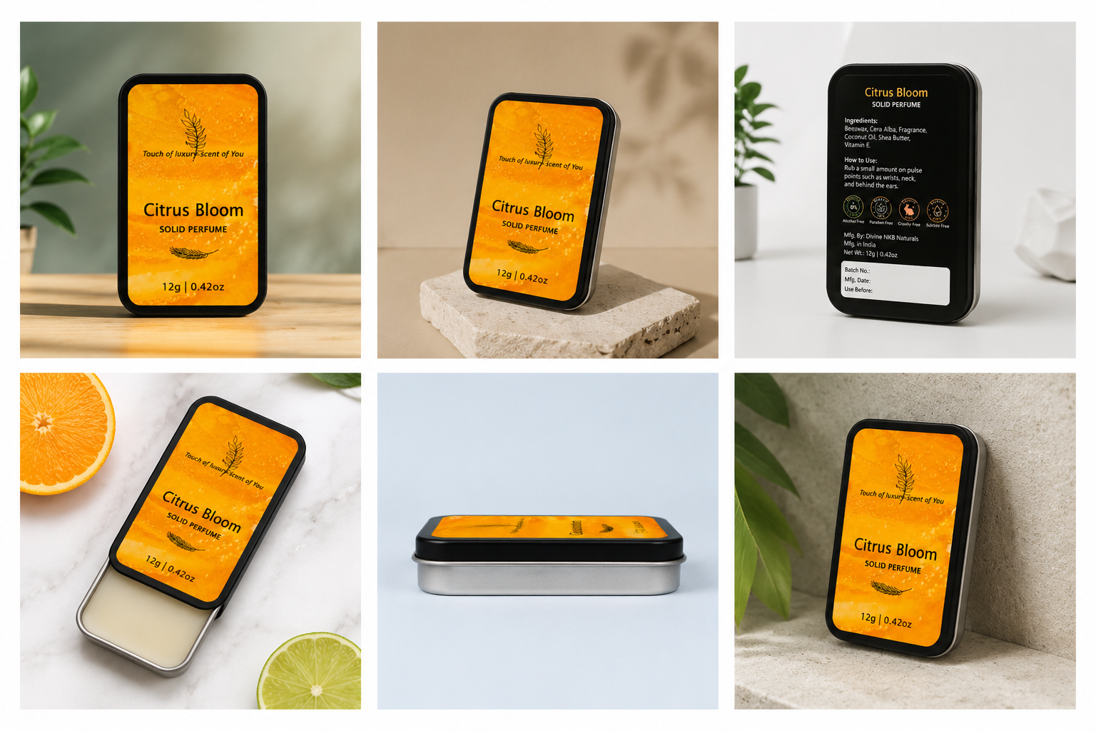 Citrus Bloom Solid Perfume 12g | Long Lasting-Free Pocket Perfume