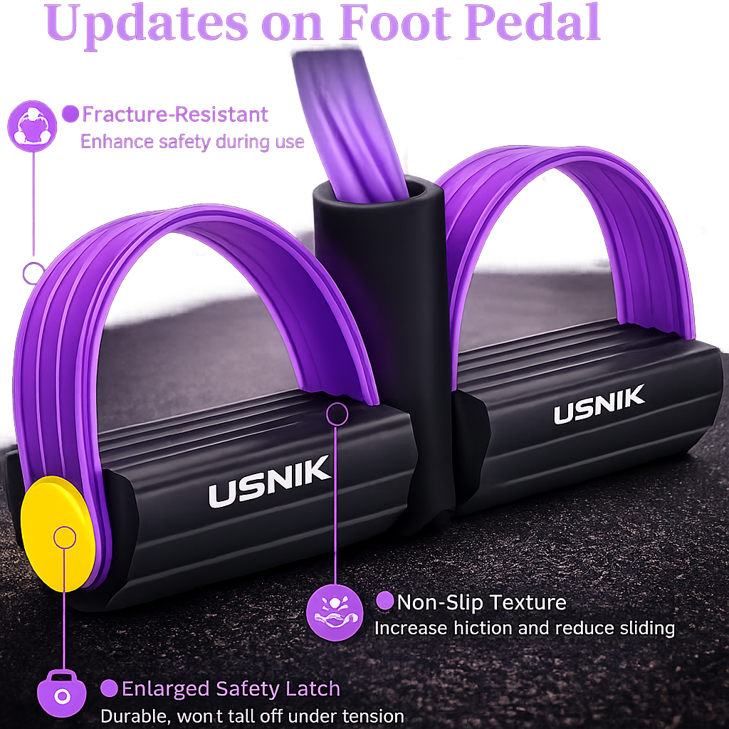 Foot Pedal Resistance Band with 4 Tubes | Full Body Workout Equipment for Home Gym | Tummy Trimmer Exercise Band for Men & Women