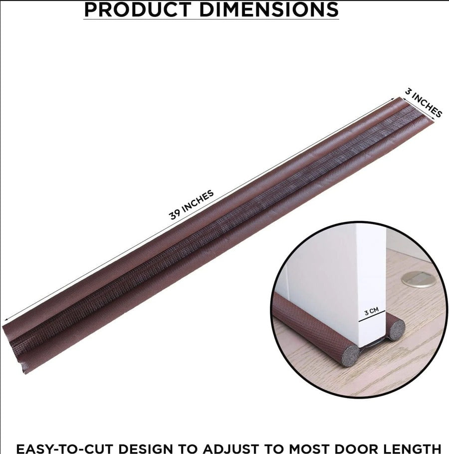 Double Sided Under Door Draft Blocker 39 Inch | Door Bottom Seal for Dust, Noise, Insects & Air Leakage | Energy Saving Door Gap Guard (Brown)